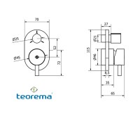 MEDIDAS MONOMANDO BAÑO-DUCHA EMPOTRADO FORTY 5 TEOREMA